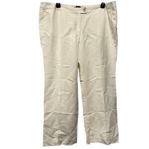 Talbots Plus Size 20 High Rise Petite Linen Work Heritage Pants Cream Neutral